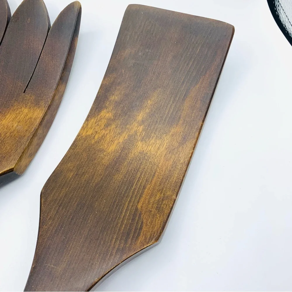Vintage Mid-Century Wooden Wall Art – 18” Large Fork & Spatula Set